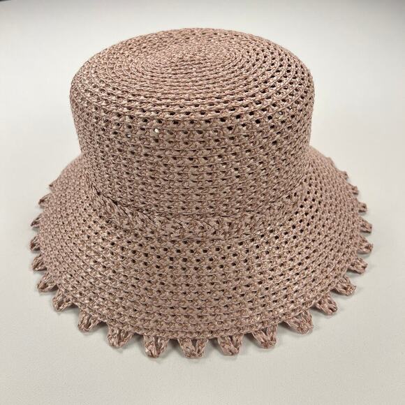 Eric Javits New York Mita Squishee Dusty Pink Woven Bucket Hat Packable UPF 50+ - Picture 5 of 12